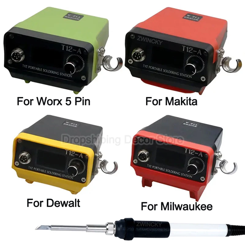 for Makita/Dewalt/Milwaukee/Worx/Devon 18V Li-ion Battery Cordless Electric Soldering Iron T12 Soldering Station Welding Tool