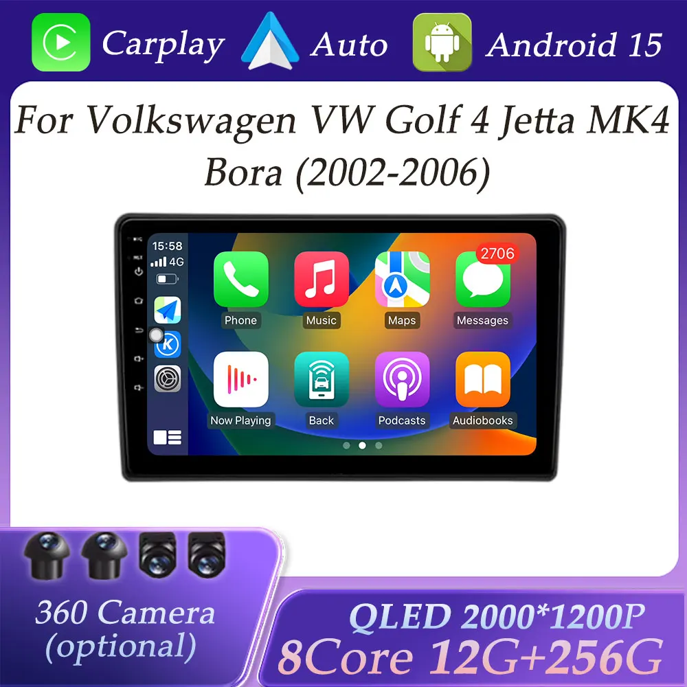 

QLED Screen for Volkswagen VW Golf 4 Jetta MK4 Bora 2002 - 2006 CarPlay Car Radio Multimedia Player GPS Navigation DSP Stereo BT