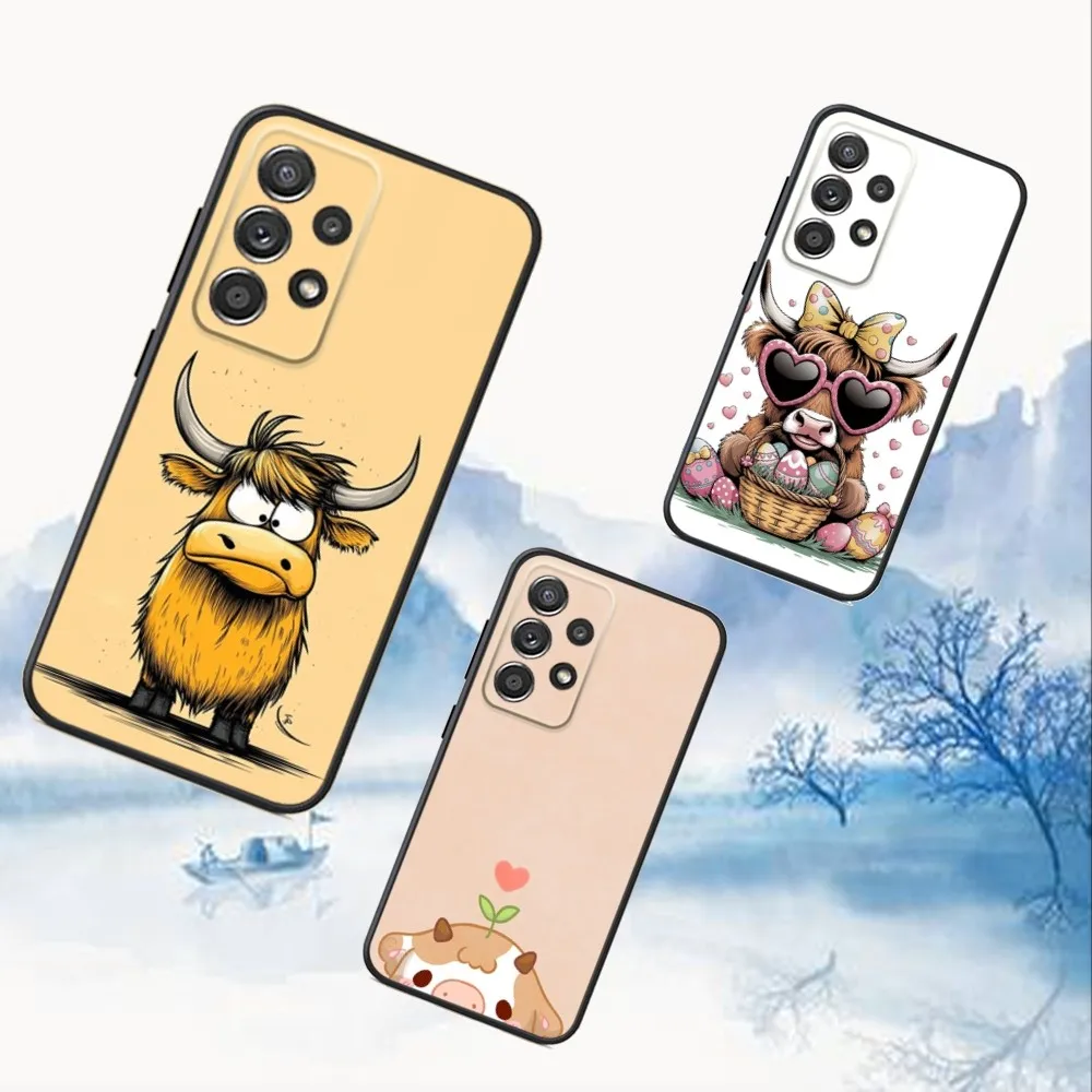 

Cute Highland Cow Phone Case For Samsung S25,S24,S21,S22,S23,S30,Ultra,S20,Plus,Fe,Lite,Note,10,9,5G Black Cover