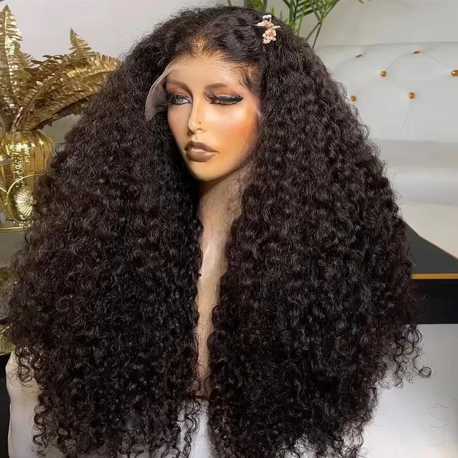 Perruque Lace Front Wig 360 brésilienne naturelle, cheveux bouclés, Deep Wave, 13x4, 13x6, 40 pouces, pre-plucked