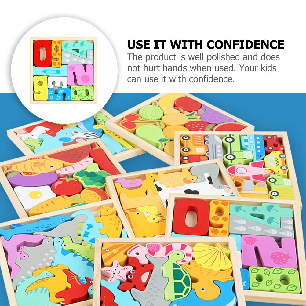 

3D Puzzle For Kids Interactive Learning Wooden Wear-Resistant Toddler Puzzle Safe Smooth Edges Hand-Eye Coordination Development