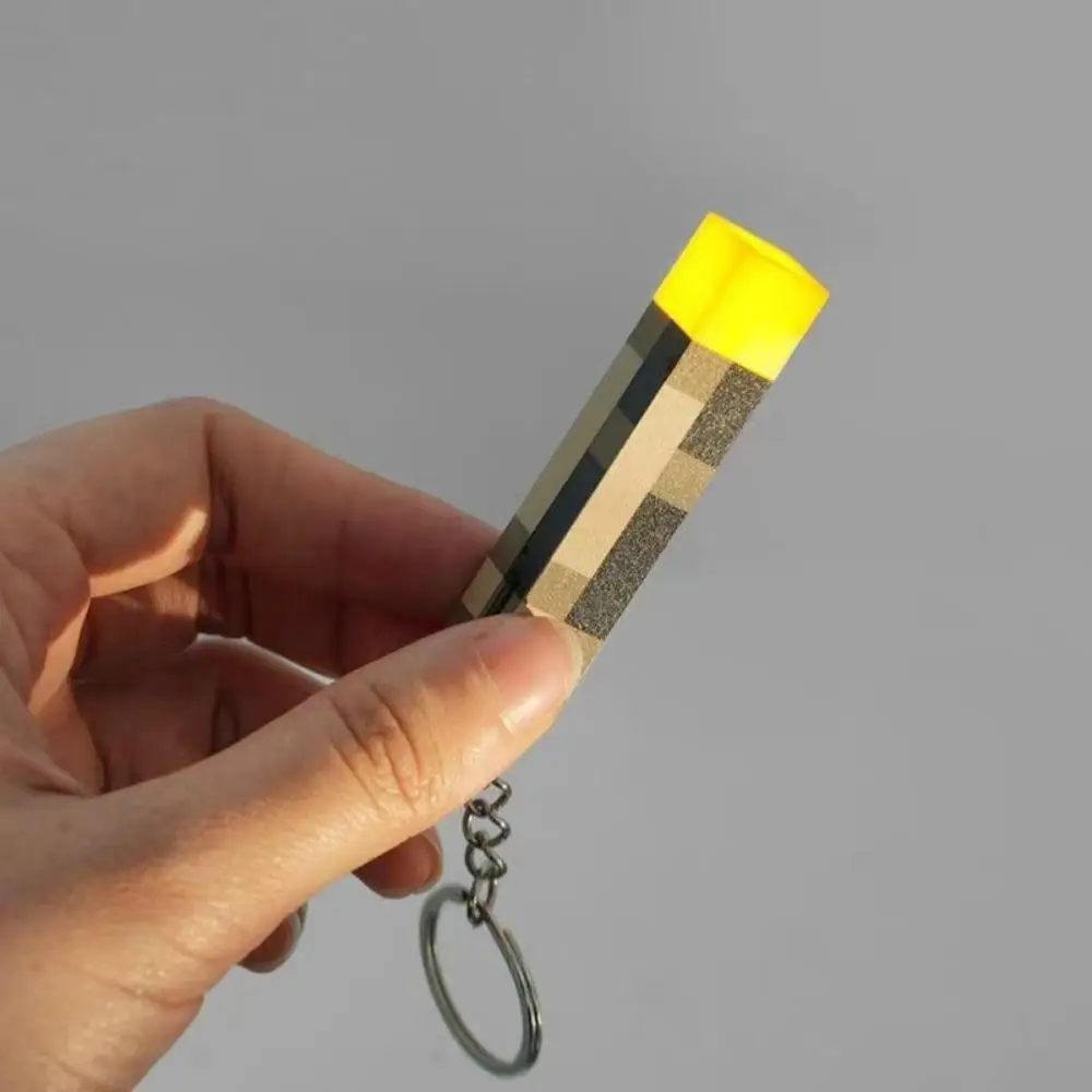 2026mini led pixel-estilo tocha lanterna chaveiro recarregável luz tocha modelo de jogo de plástico brinquedos mochila pingente ornamentos