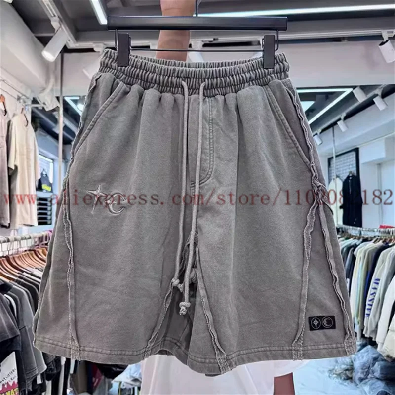 Grey Thug Club Heavyweight Embroidered Logo Shorts Men Women High Street Retro Shorts Loose Casual Shorts