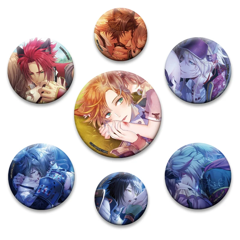 

Anime Sengoku Night Blood Round Pins Cartoon Characters Badge Role Play Tinplate Brooches for Clothes Bag Hat Decoration Gifts