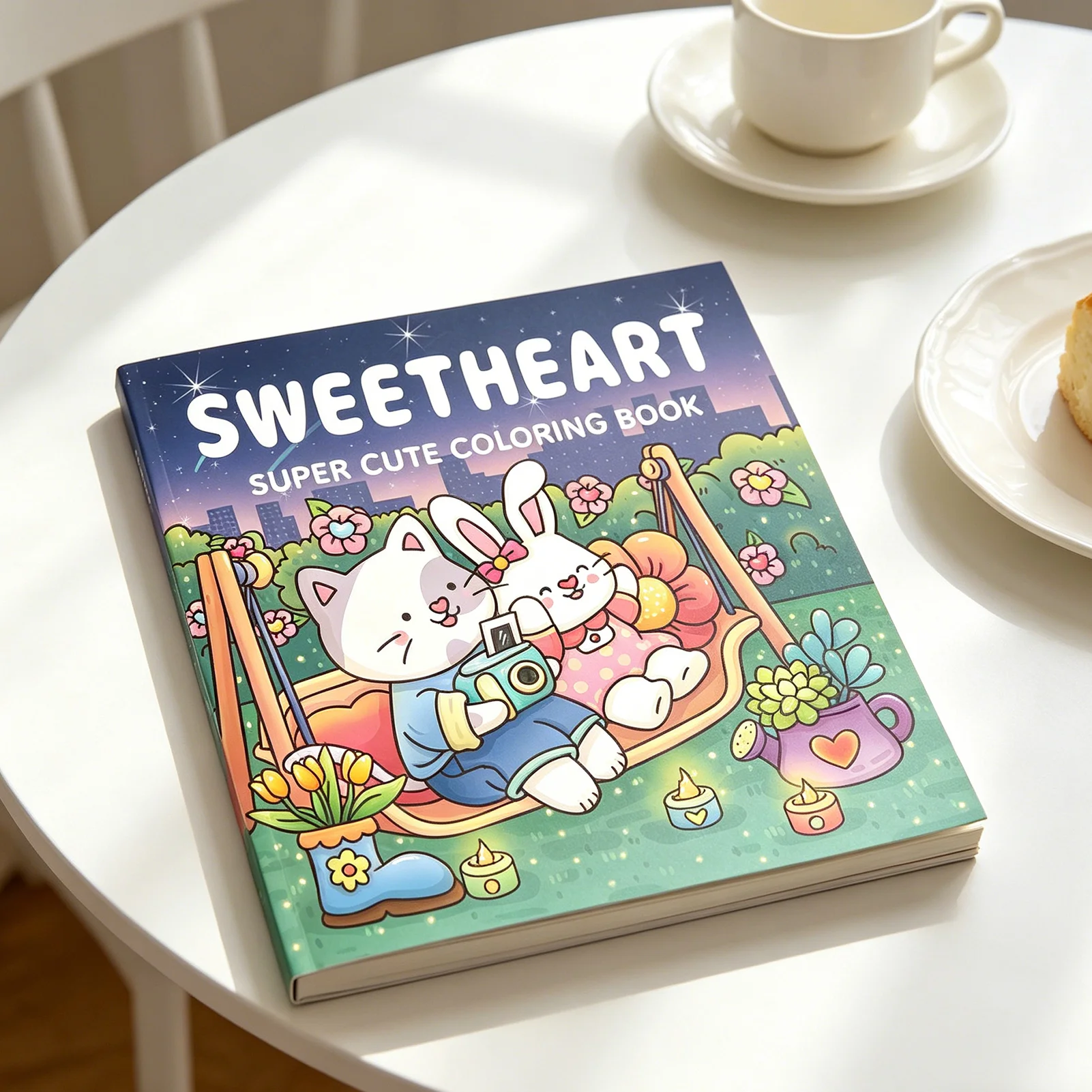 40 Pages Sweetheart Cartoon Coloring Book For Kids and Art Practice Thick Paper Single Sided Print Stress Relief for Beginners