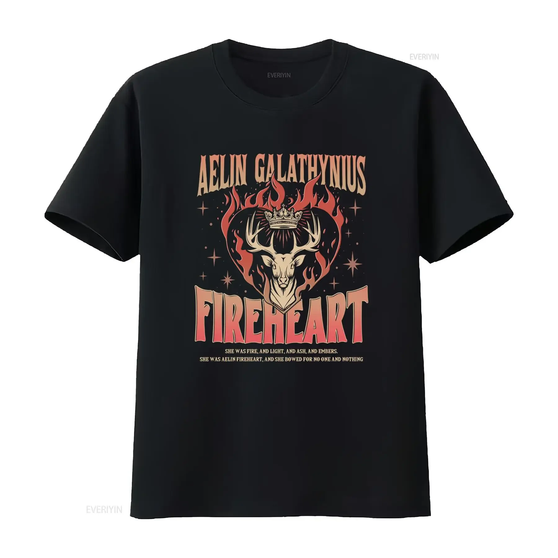 Vintage Retro Fireheart Aelin Galathynius Stag Crown Print Casual T Shirt vintage Washed Stylish homme graphic Comfortable
