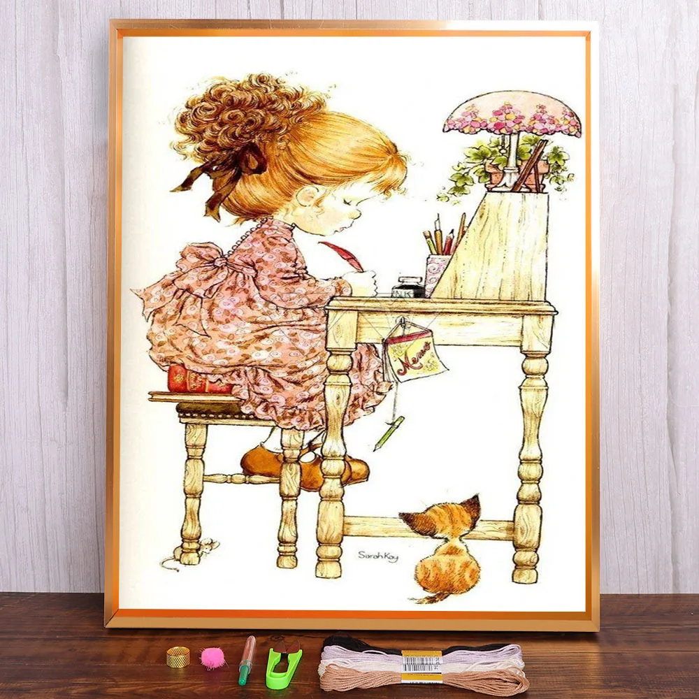 

Ткань с принтом принцессы «Ангел» для маленькой девочки, 11CT, набор для вышивки крестиком, нитки DMC, ремесленное шитье, хобби, нить