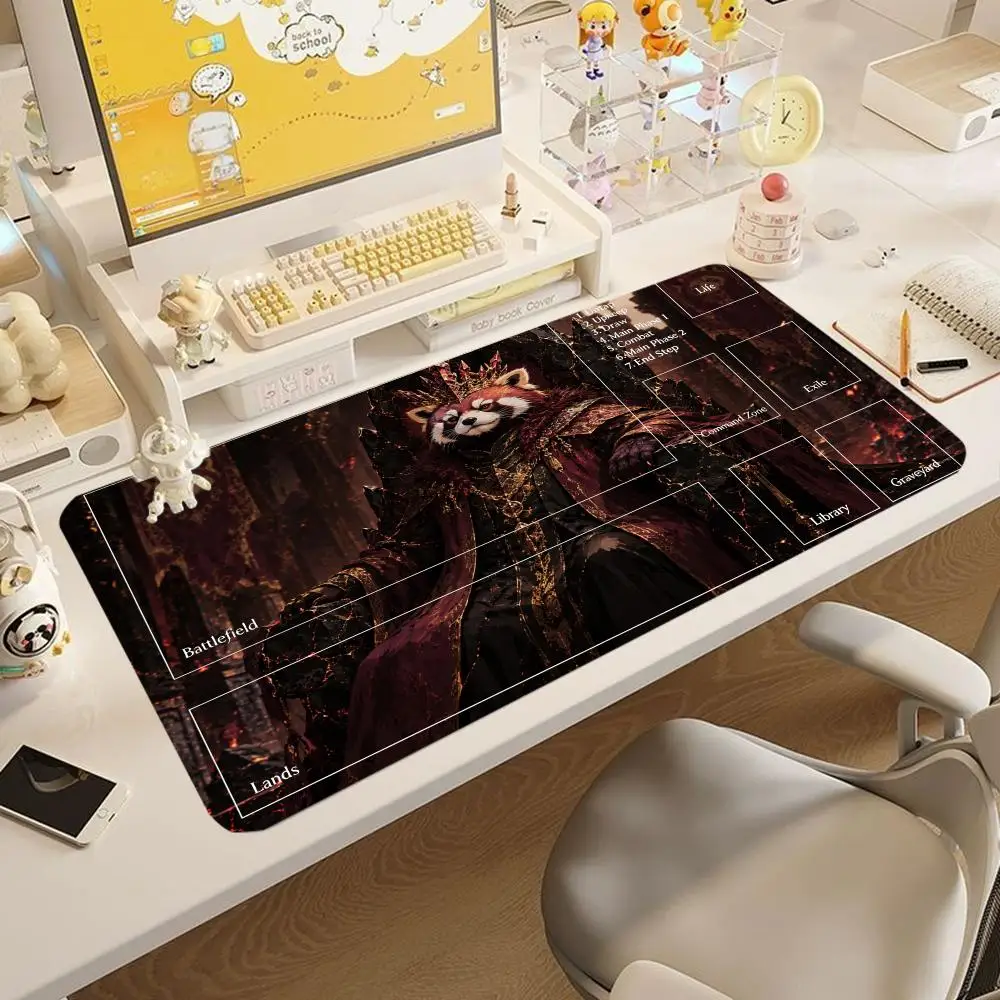 Dark Fantasy Red Panda Hero Table Mat Glorious Sunset War Art Design Large Size Mousepad For Laptop Gaming Workspace