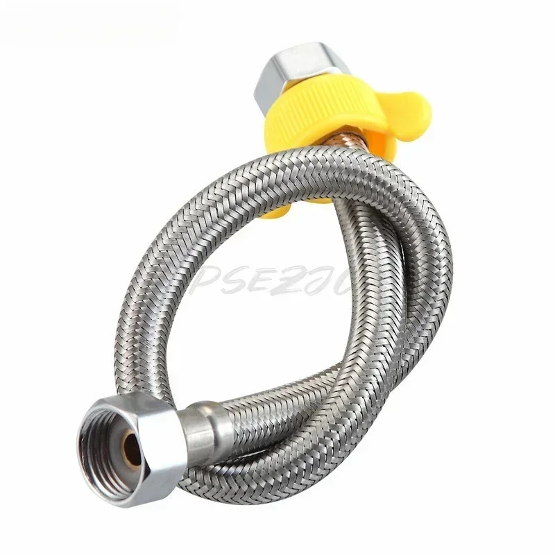 Household 304 Steel Wire Braided Pipe Water Heater Water Supply Hose Steel Wire Hose Toilet Water Inlet Hose Double Head Cap