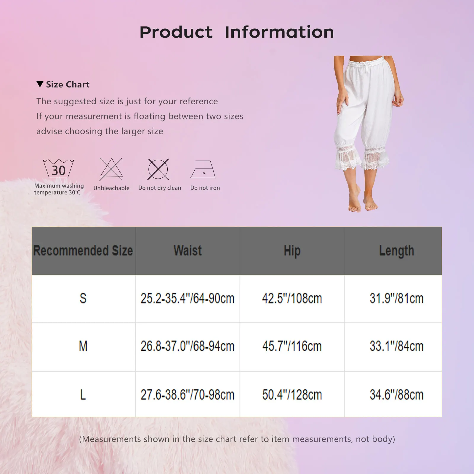 Women's Lace Trim Bloomers Pant Loungewear Elastic Waist with Drawstring Loose Harem Pants Medieval Pirate Pantaloons Midi Pants