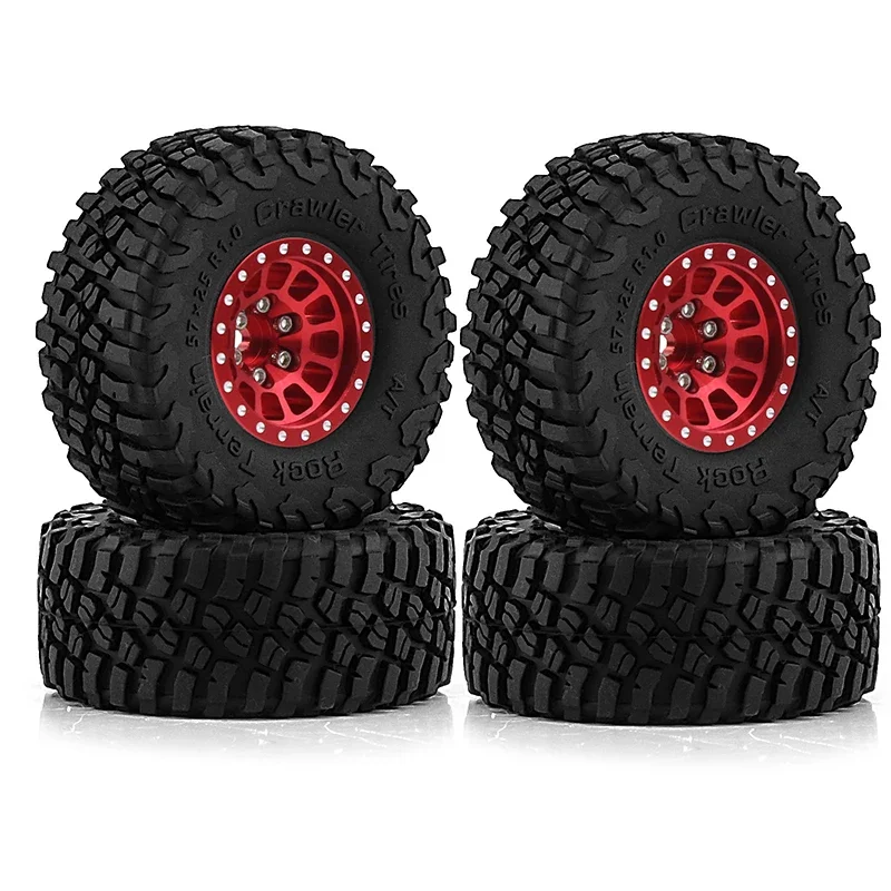 TRX4M 4PCS Metal 1 Inch Wheels with Tires Upgrade Hub Tyre Set for 1/18 RC Crawler Car Traxxas TRX4-M Defender Bronco SCX24 FMS