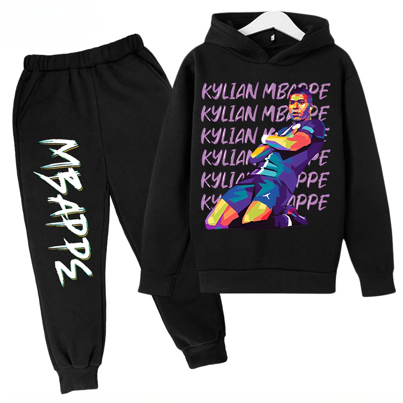 Spring and Autumn Mbappe Printed Children\'s Hoodie Set Sweatshirt Pants 2-piece Sportswear Set for Boys and Girls Kids Clothes