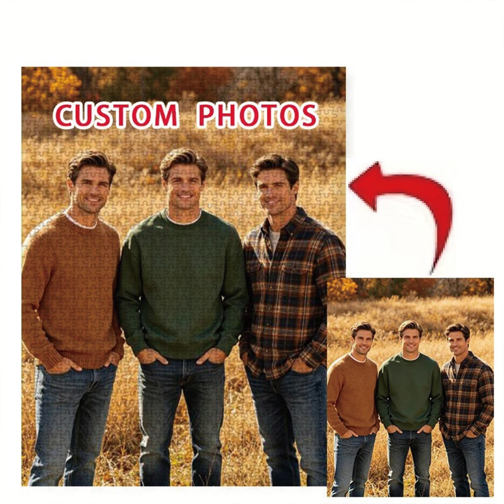 35/300/500/1017pcs Personalized Custom Photo Puzzle Family Photos Unique Gift For Dad Mom Mother's Day