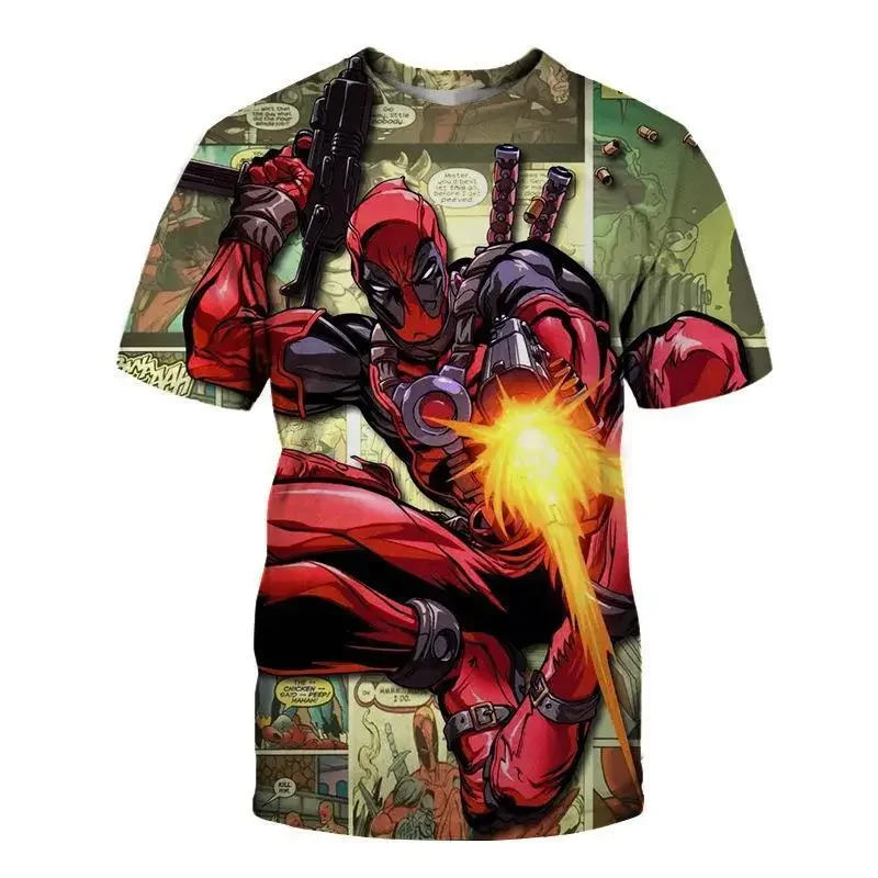 

2025 New Miniso Universe Boys And Girls Deadpool Anime 3D Printed Streetwear Personality T-Shirt Kid/Adult Casual Fashion Top
