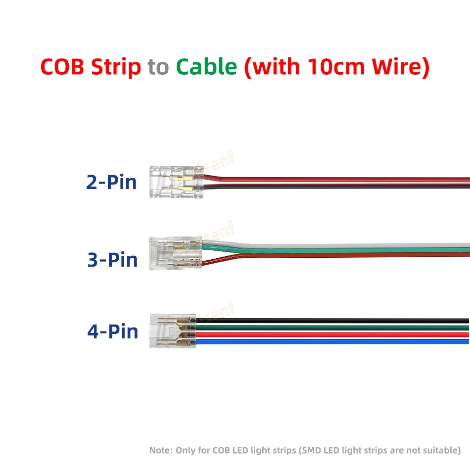 5 Stück 2Pin 3Pin 4Pin COB LED-Anschlussstreifen zum Streifen Schnellverbindungskabel Kein dunkler Bereich für FOB Flexibles 2 3 4 Pin Beleuchtungsband