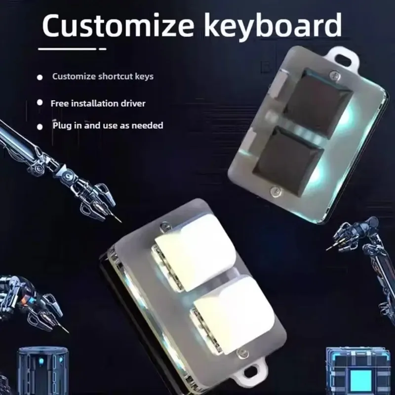 

Two-button Mini Keyboard Bluetooth Wireless RGB Macro Programming Mechanical Keyboard Hot-swap Gaming Keypad Office Accessories