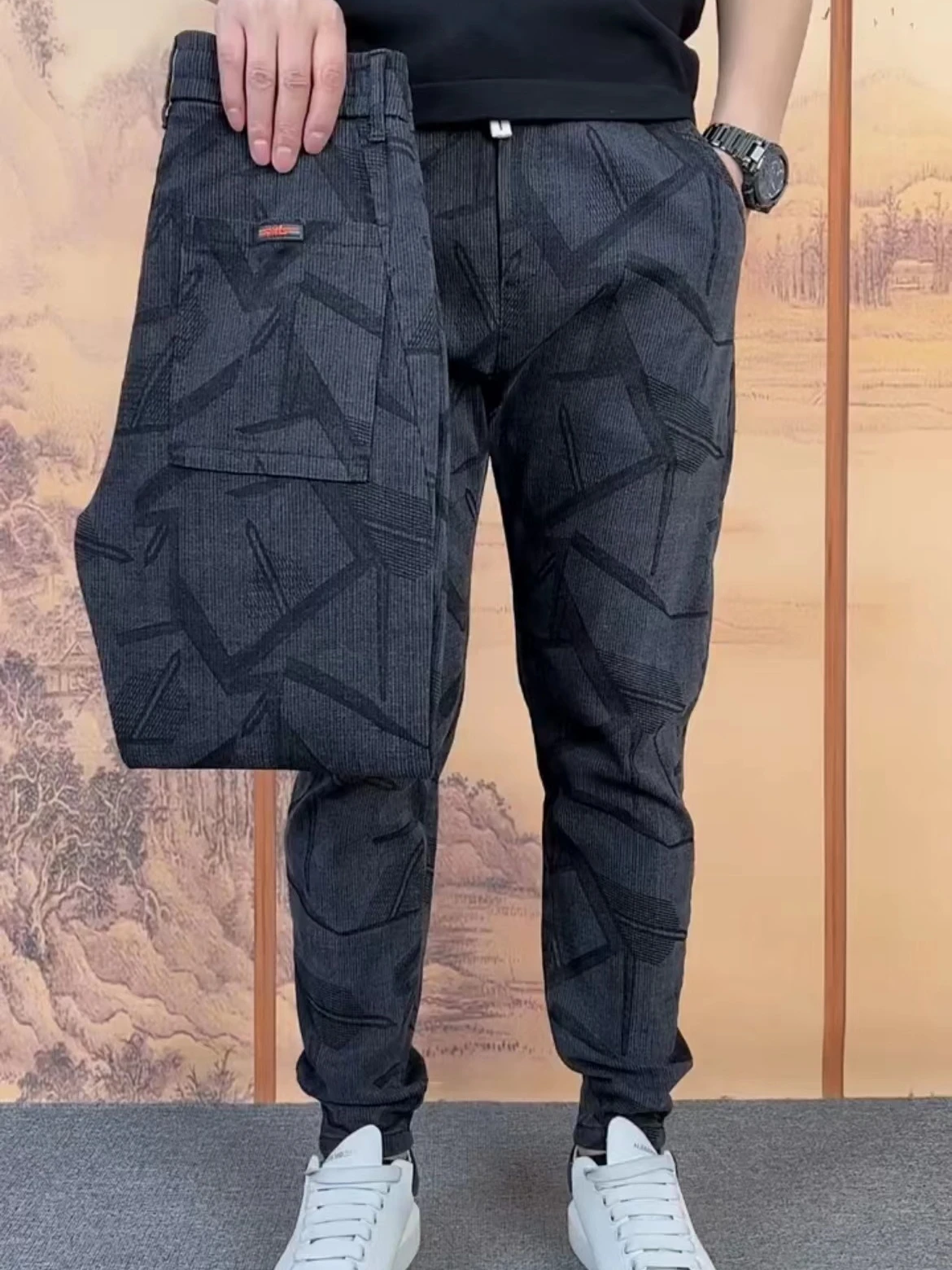 

Bla повседневные мужские брюки свободного кроя, осенне-весенний сезон, универсальная рабочая одежда, брюки, модные прямые брюки