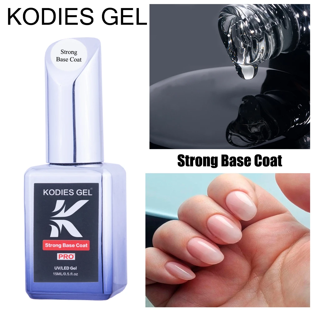 KODIES GEL Strong Base Coat UV Gel Polish Thicker High Density Semi Permanent UV Long Lasting Base Gellak Adhesive Manicure Tool