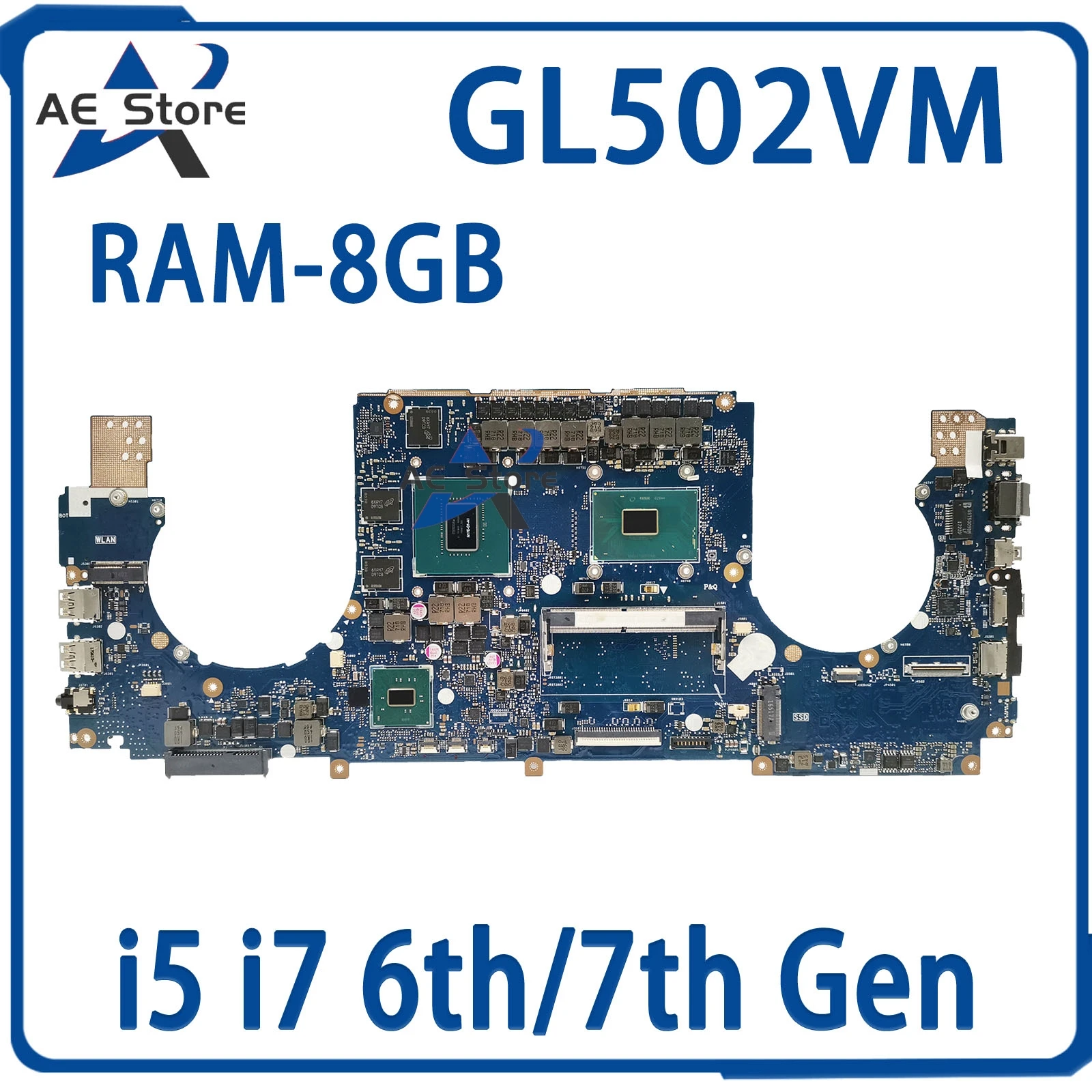 Placa base GL502VM Notebook S5VM, S5V, GL502VML, GL502VMK, GL502VMZ, GL502V, FX502VM, GL502, I5 o I7, 8GB-RAM