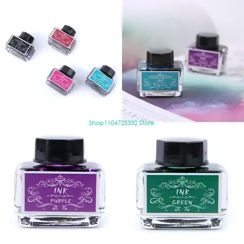 Bilashmart P5EA 1 Bottle Colorful 15ml Fountain Pen Non-carbon Refilling Inks Stationery School Office Supplies