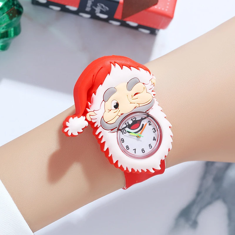 Jam Tangan Anak-anak Kartun Baru Mainan Santa Klaus Rusa Manusia Salju Dekorasi Pohon Natal Jam Tangan Anak-anak Hadiah Natal Anak Laki-laki Perempuan