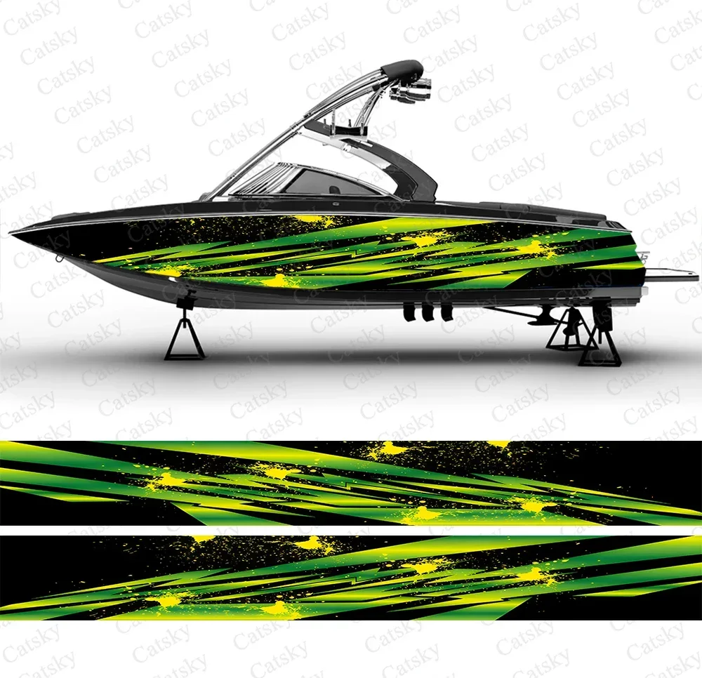 

abstract striped graphics Boat Stickers Vinyl Boat Wrap for Pontoonman Console Deck Boat Fishing Platform Decal Sticker