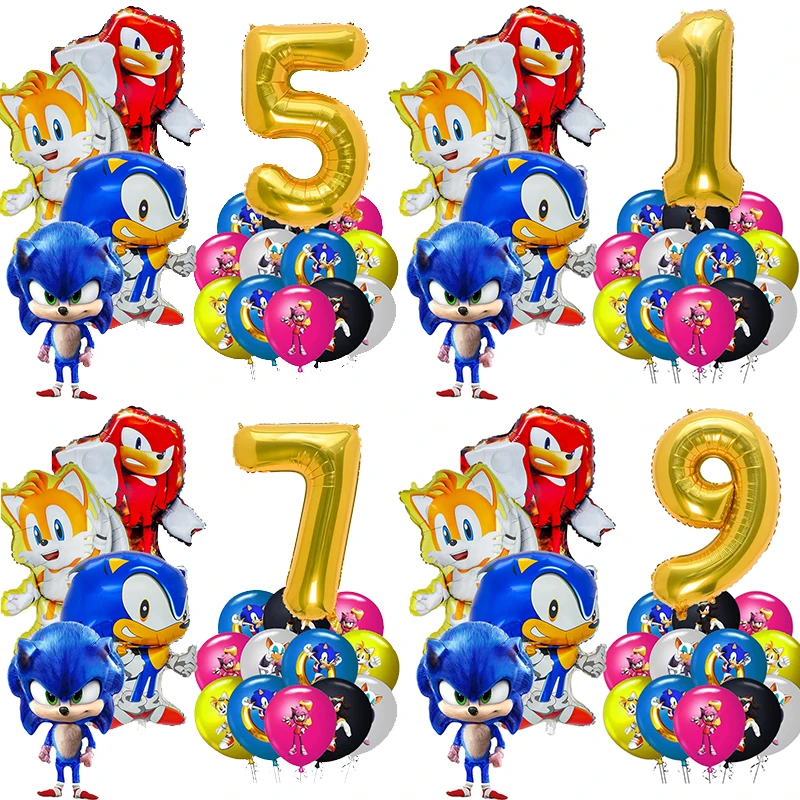 

Sonic Balloons Party Supplies Set Latex Balloons Kids the Hedgehog Birthday Decorations Number Globlos Baby Shower Decor Gifts