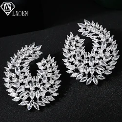 LXOEN Luxury Popular Waterdrop Full Mirco Paved Cubic Zircon Naija Wedding Earring Fashion Women Party Jewelry Envio Gratis