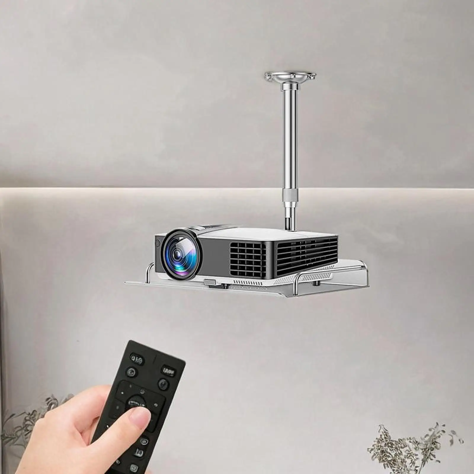 Ceiling Mount with Tray for Projector Camera Scalable for Office Bedroom