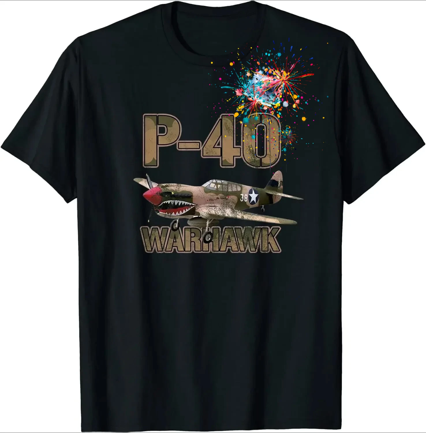 US Air Force P-40 Warhawk Fighter T-Shirt 100% Cotton O-Neck Summer Short Sleeve Casual Mens T-shirt Size S-3XL
