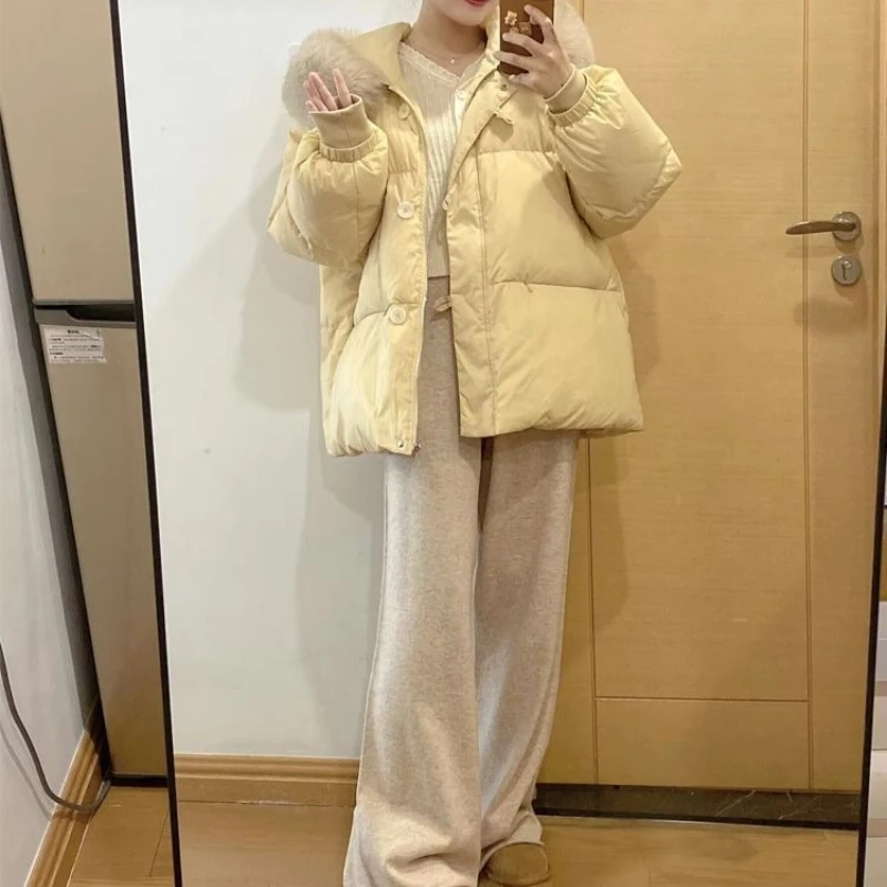 

Short fur collar down cotton clothes for women's winter 2025 new fashion design sense