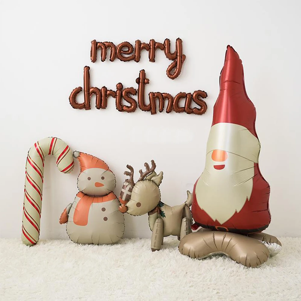 1 Packung matte Weihnachtsmann-Krücken, Schneemann, verlorene Form, Luftballons aus Aluminiumfolie, geeignet für Weihnachtsdekoration