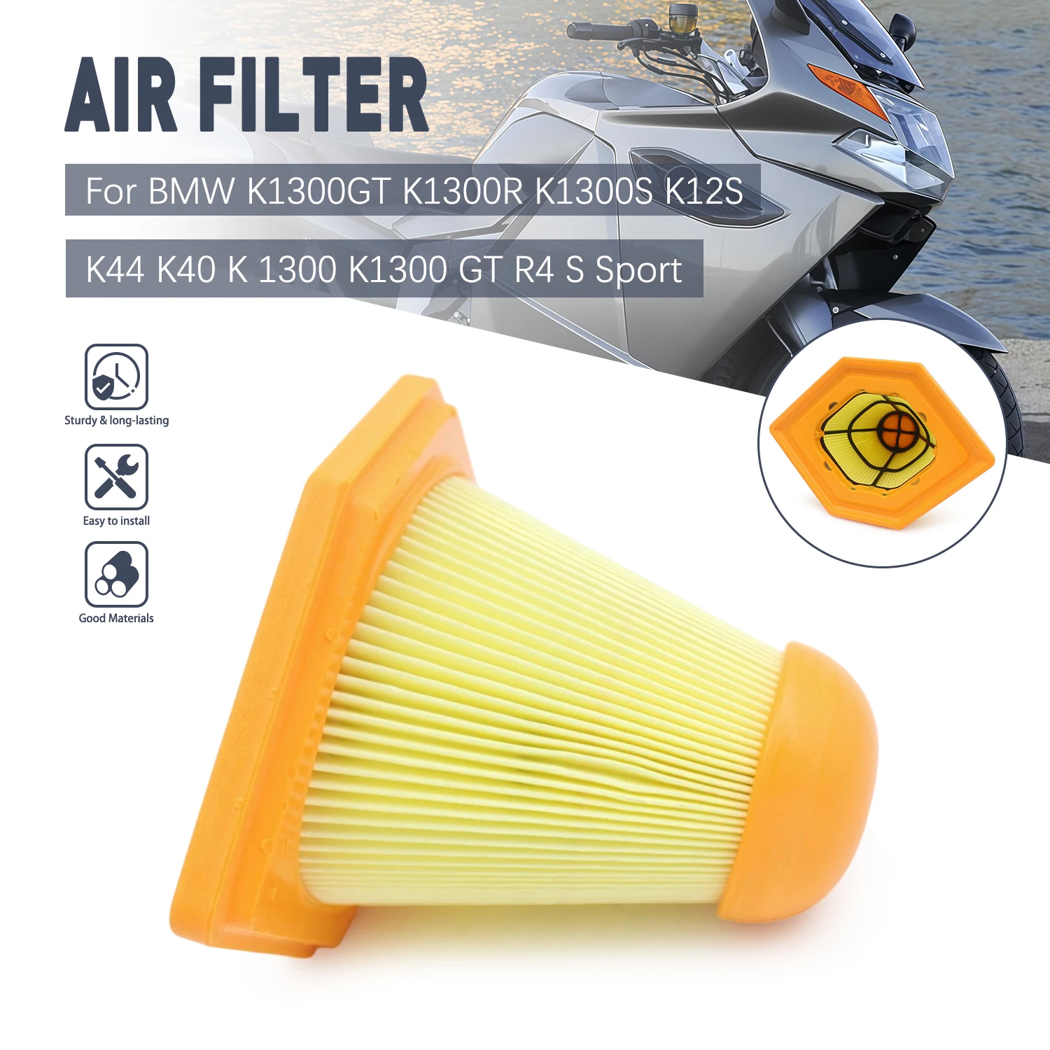 For BMW K1300GT K1300R K1300S K12S K44 K40 K 1300 K1300 GT R4 S Sport Air Filter Cleaner Element Intake Filter Parts Motorcycle