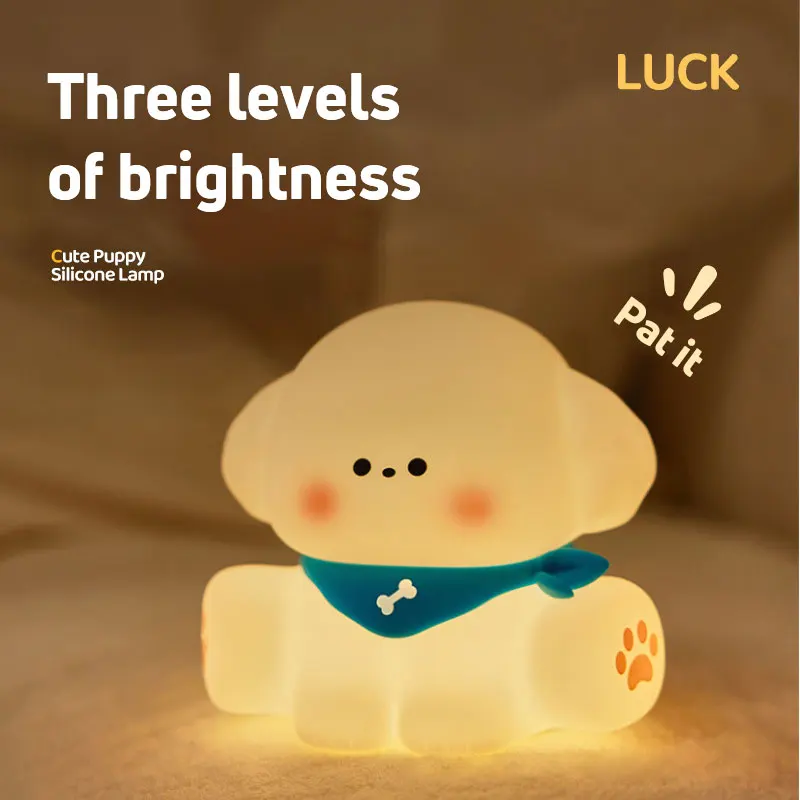 

Cute Puppy silicone Lamp Fun Dog LED Squishy Ovelty Animal Lamp 3 Levels Adjustable Night Light for Kids Decoration Cartoon Gift