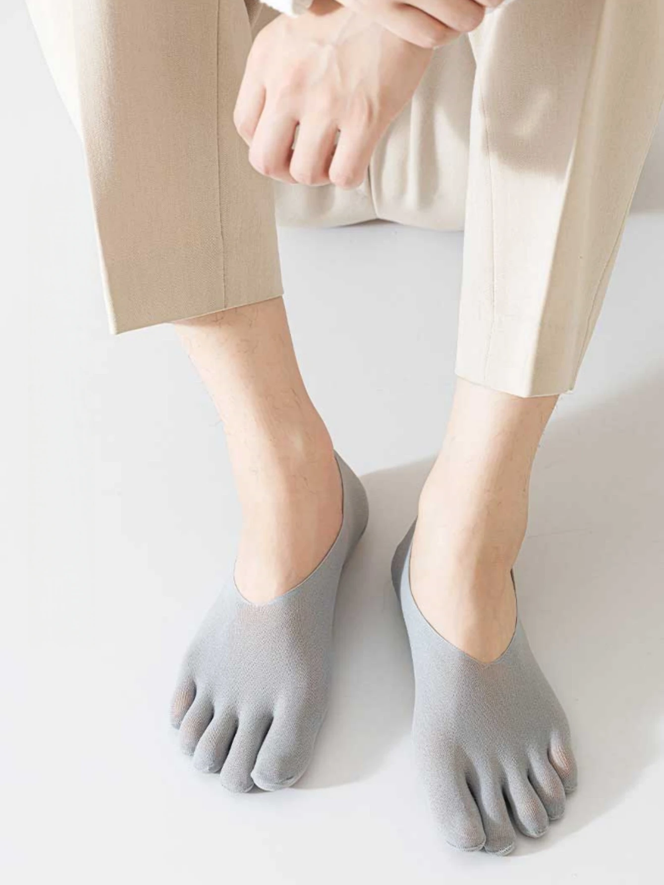3/5 Paar Herren-Fünf-Zehen-Socken, Split-Toe-Socken, niedrig geschnittene, unsichtbare No-Show-Socken, rutschfeste Silikonsocken, dünne Socken für den Sommer – Detail 12