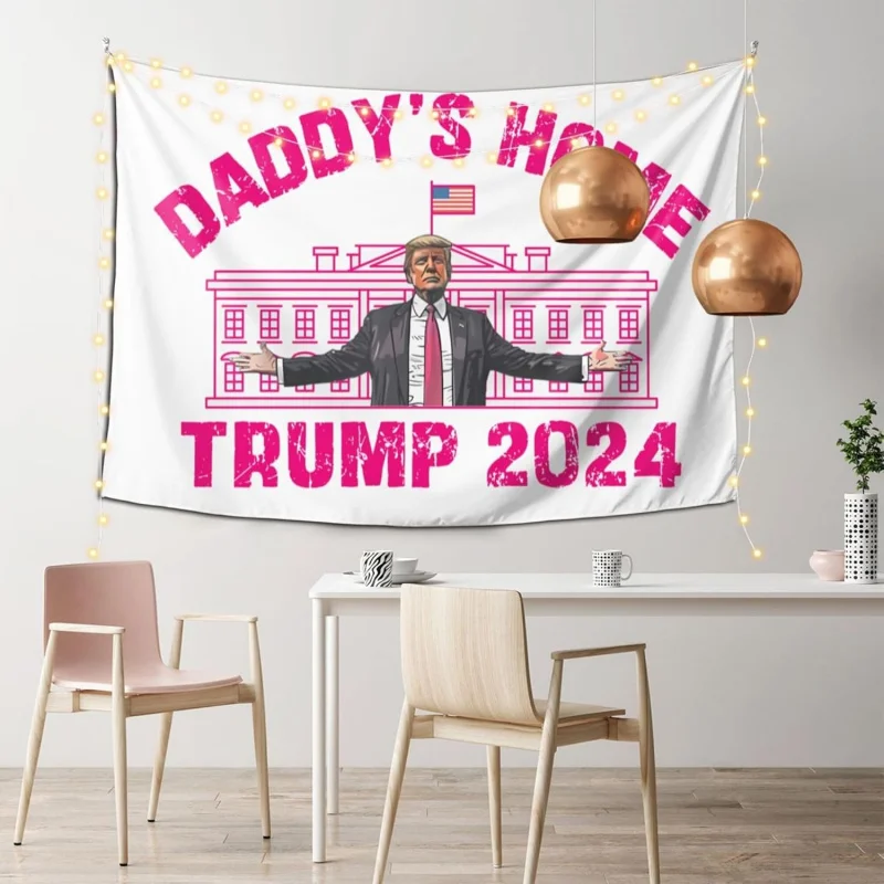 Trump 2024 Presidential Election Pink Tapestry 40x60 Flag Bedroom Living Room Dormitory Wall Flag Hanging Decorative Banner Logo