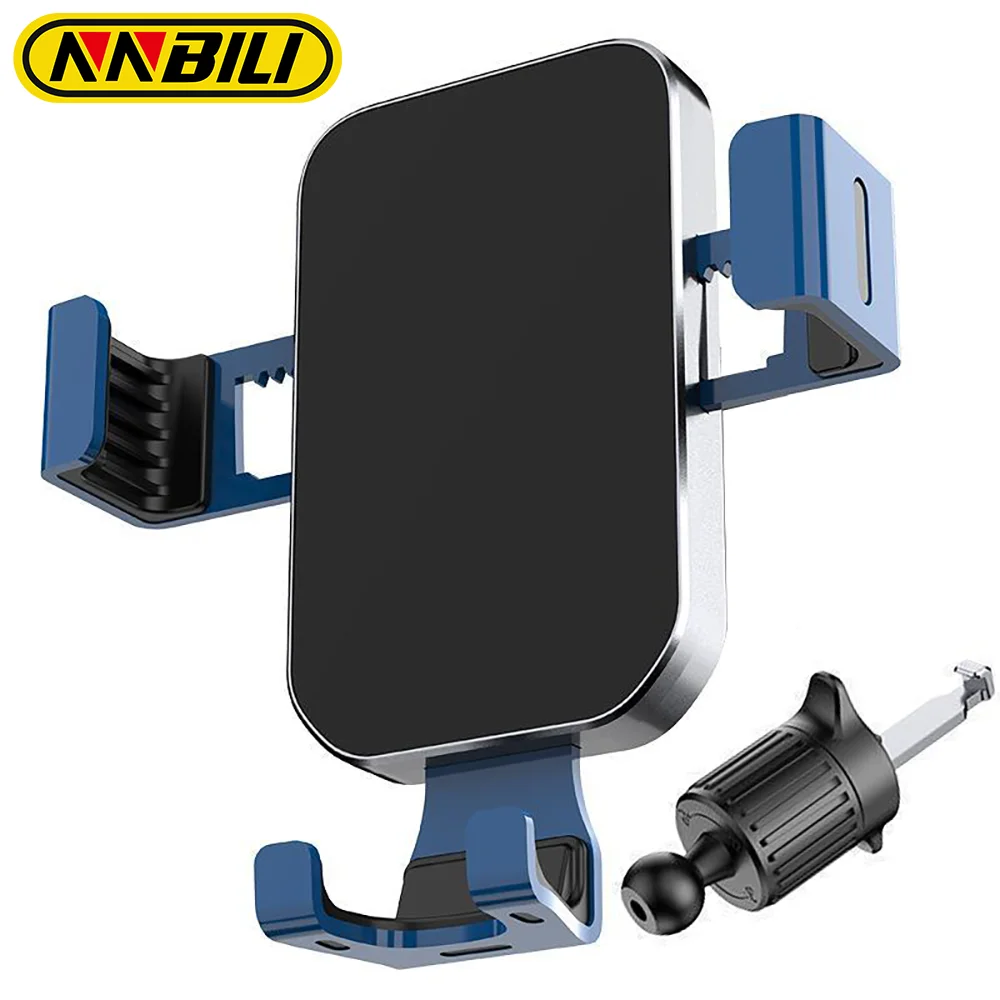 NNBILI Schwerkraft-Autohalterung aus Aluminium mit Glasbefestigung für Lüftungsschlitze – Handy-Ständer für Smartphones und GPS für iPhone 17, Xiaomi, Samsung