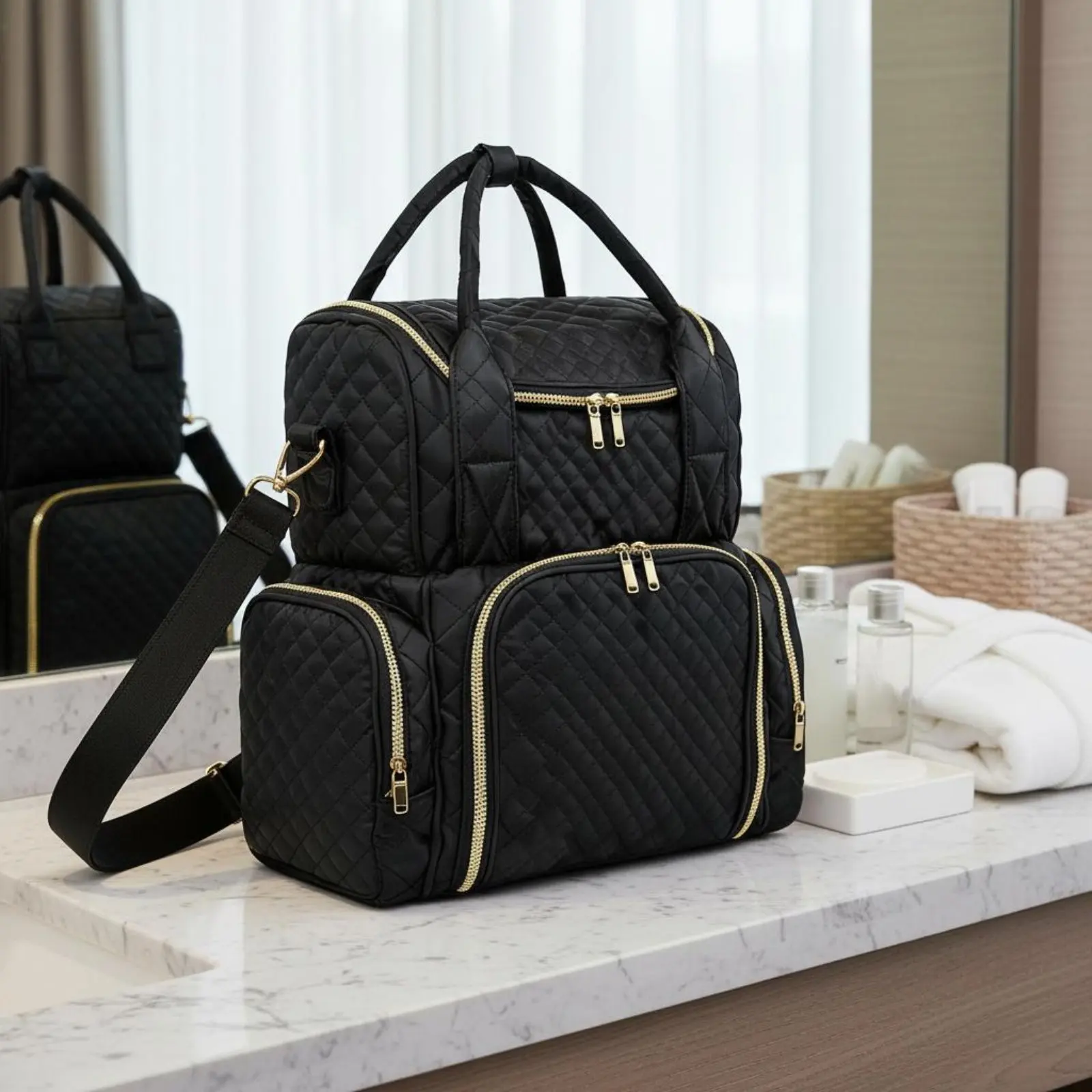double-layer-makeup-bag-top-handle-shoulder-makeup-organizer-train-case-multiple-pockets-travel-storage-for-business-trip