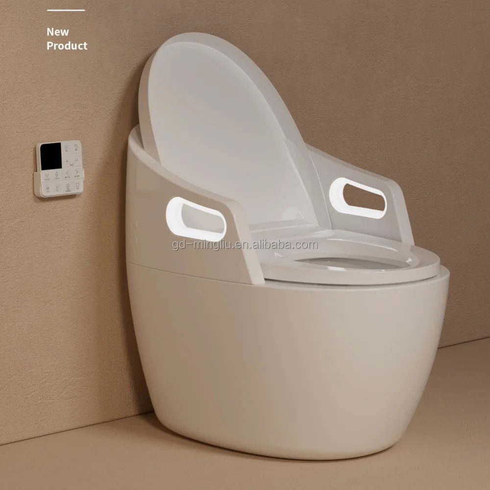 New Design Smart Toilet With Armrest Ensuite Smart Night Light Toilet Beige White Color Ceramic Smart Deodorant Toilet