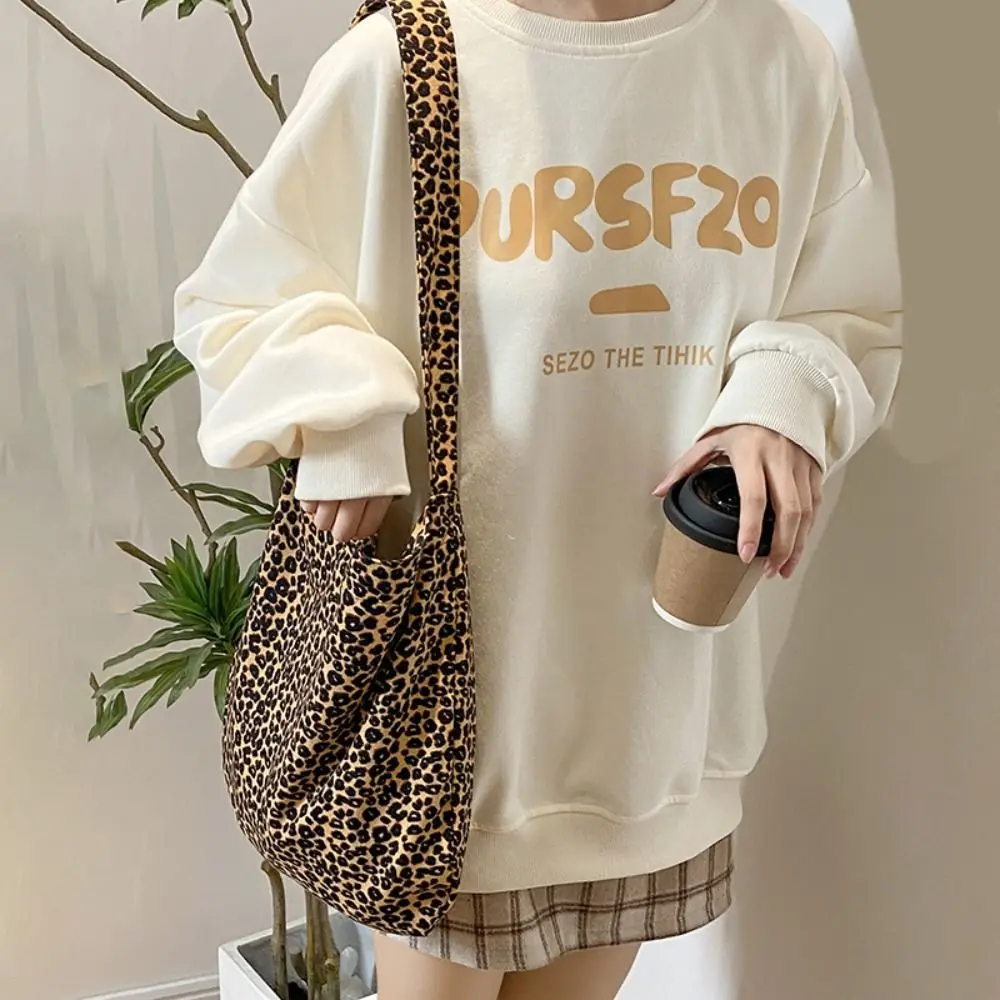 Printed Leopard Canvas Bag Crossbody Bag Leopard Print Print Cloth Bag Large Capacity Tote Bag Canvas Shoulder Bag