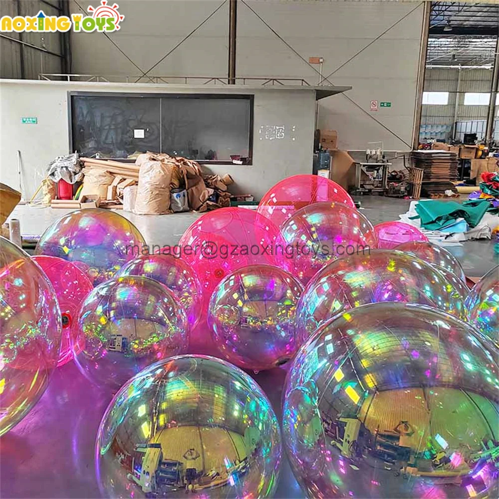 0.6-3m Giant Inflatable Mirror Ball Transparent Pink Hanging Balloon For Wedding Party Stage Advertising Decoration Events