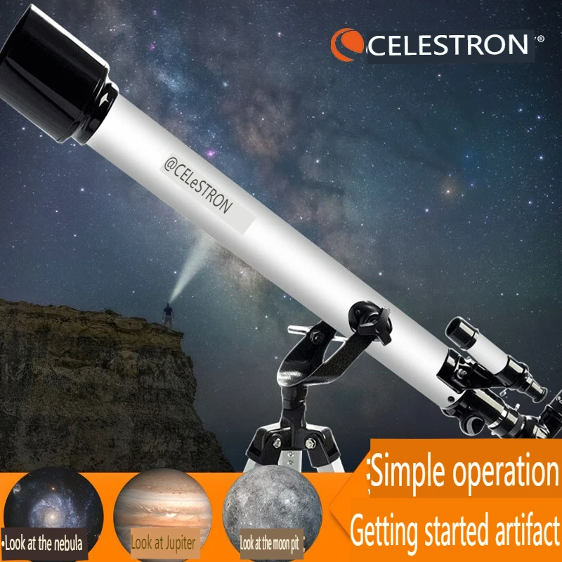 Celestron White 60AZ Professional Edition Astronomical Telescope High Magnification HD for Space Observation