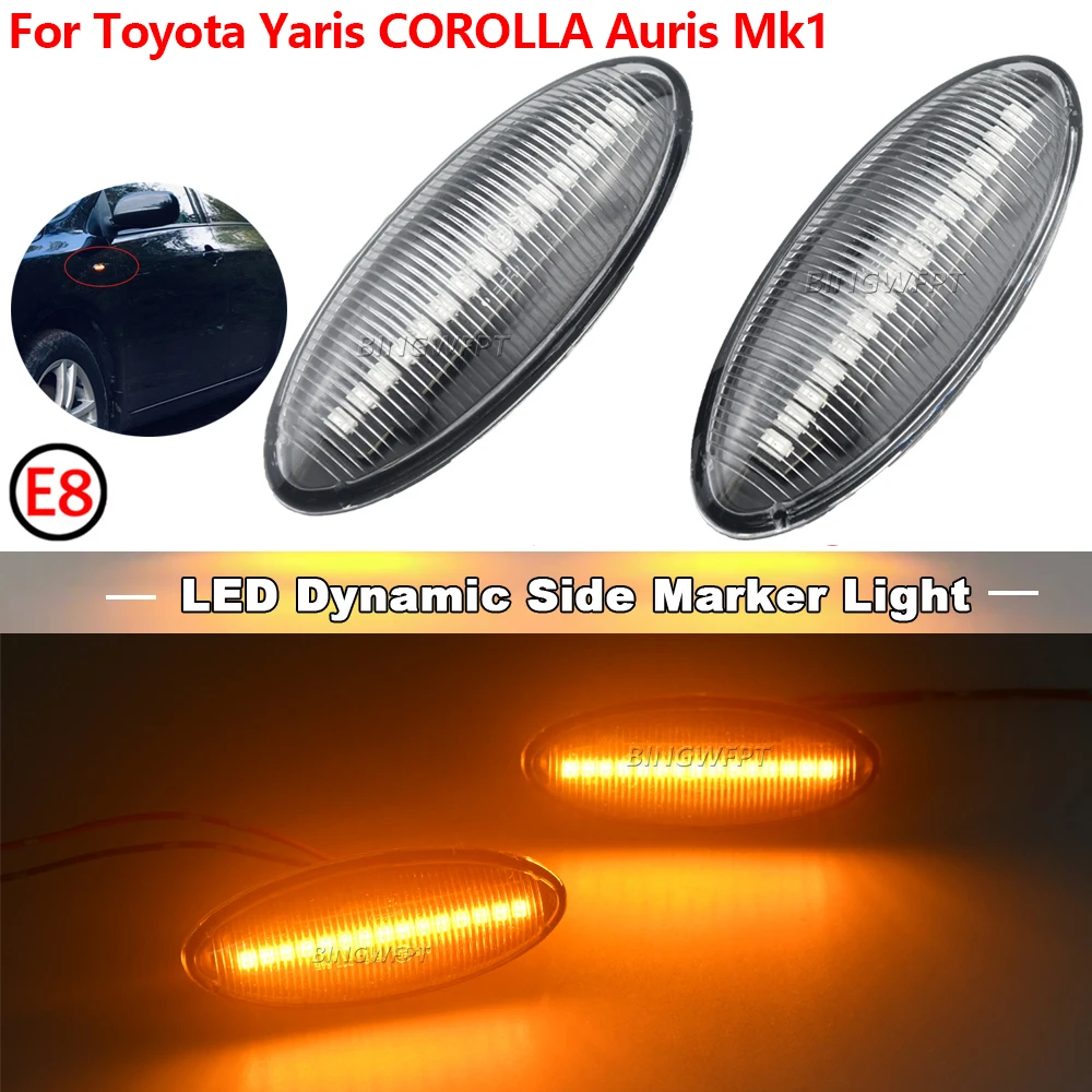 2pcs Dynamic Flashing Led Side Marker Turn Signal Light For Toyota Yaris Mk2 P9 RAV4 Mk3 ACA3/ALA3 Auris Mk1 E15 COR Accessories