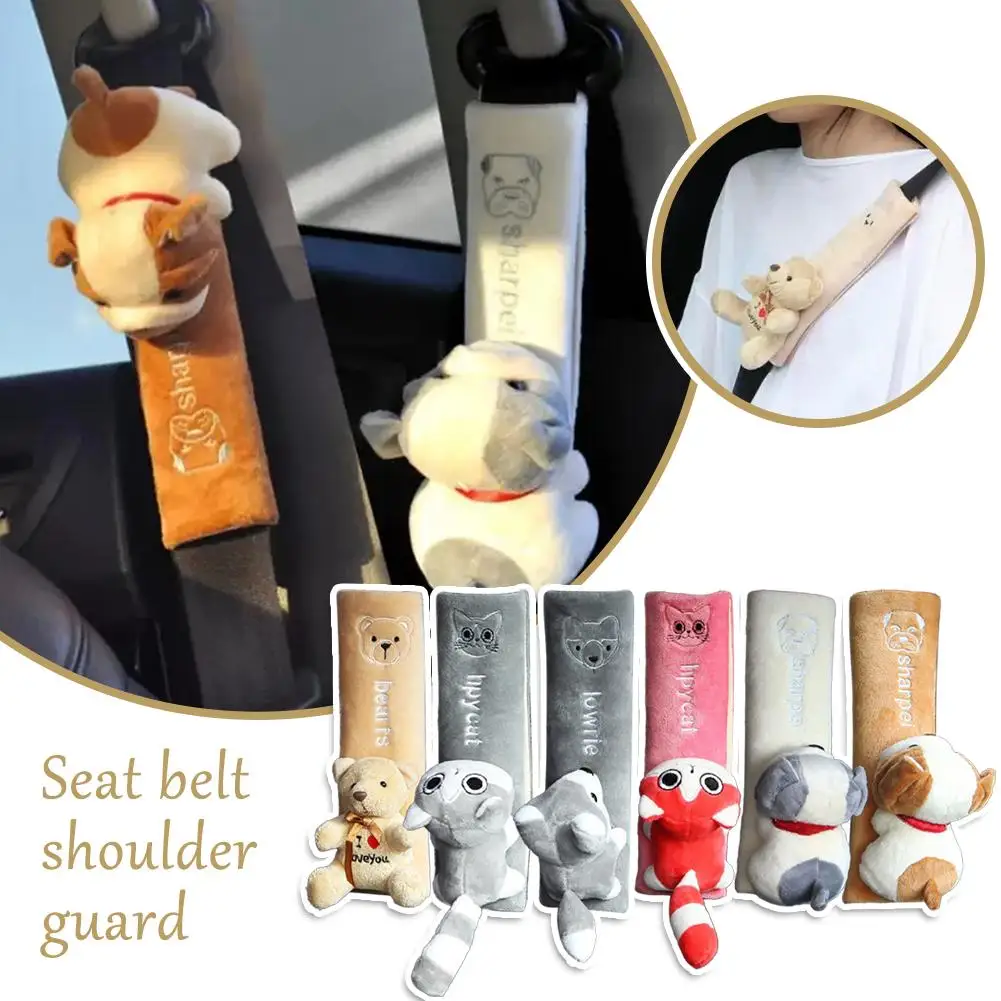 New High-end Car Seat Belt Shoulder Guard Protector Seat Cushion Soft Cover Anime Belt Cute Four Seasons Car Harness Breath X8J6