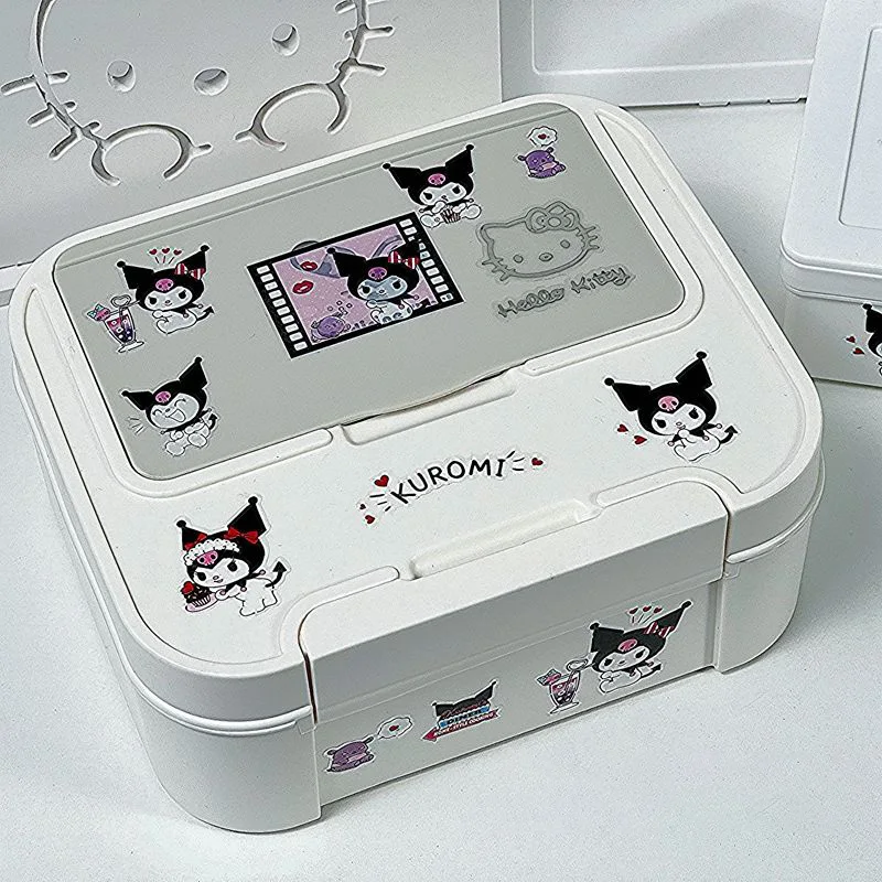 HOT MINISO kawaii High capacity multi-layer Storage Box kuromi cartoon desktop Stationery dust-proof Pen holder cute Fashion new