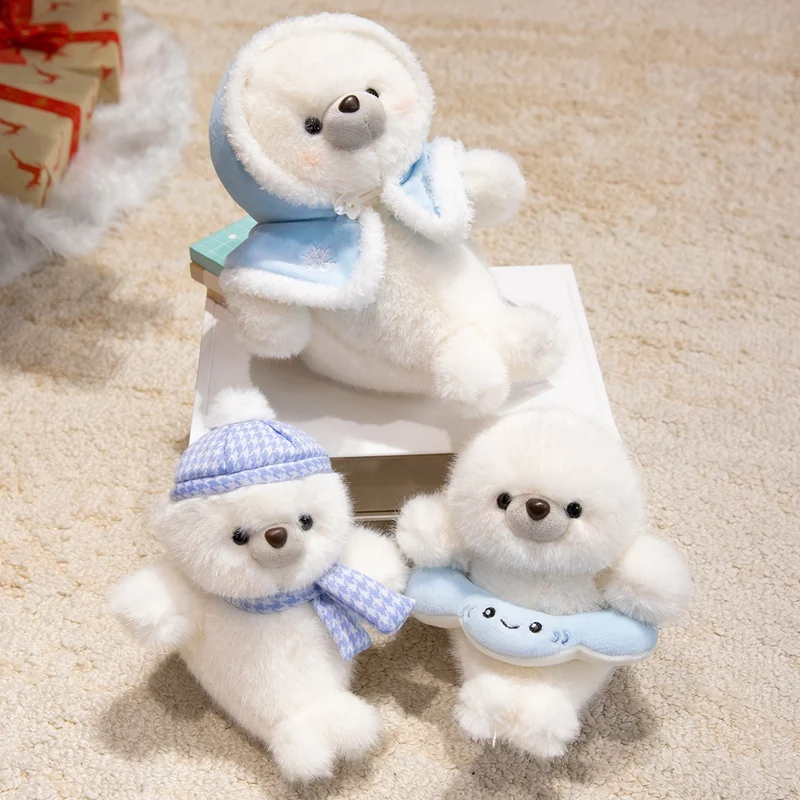 Bonito gordo redondo dos desenhos animados selo brinquedo de pelúcia kawaii macio recheado animal marinho aquário leão marinho travesseiro de dormir para crianças meninas presentes