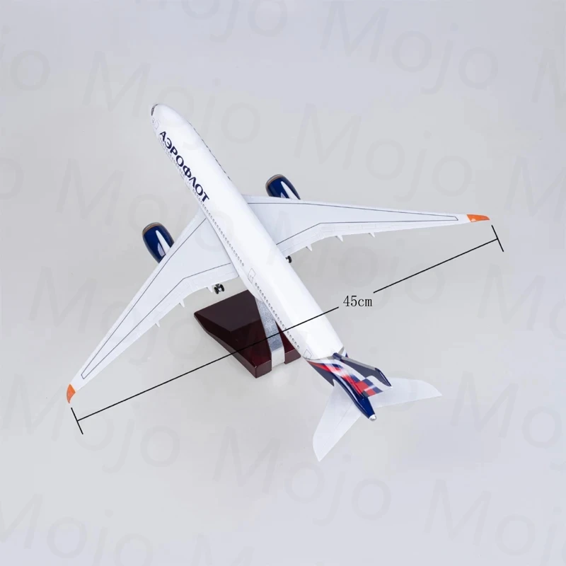 1:142 Scale 47CM Airbus A350 Aeroflot Russian Model with Lights and Wheels Plastic Resin Airplane for Collection