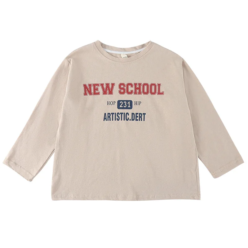 2026 Autumn New Children Letter Print T Shirts Cotton Boys Girls Long Sleeve Loose Bottoming Shirt Baby Casual Tops Kids Clothes