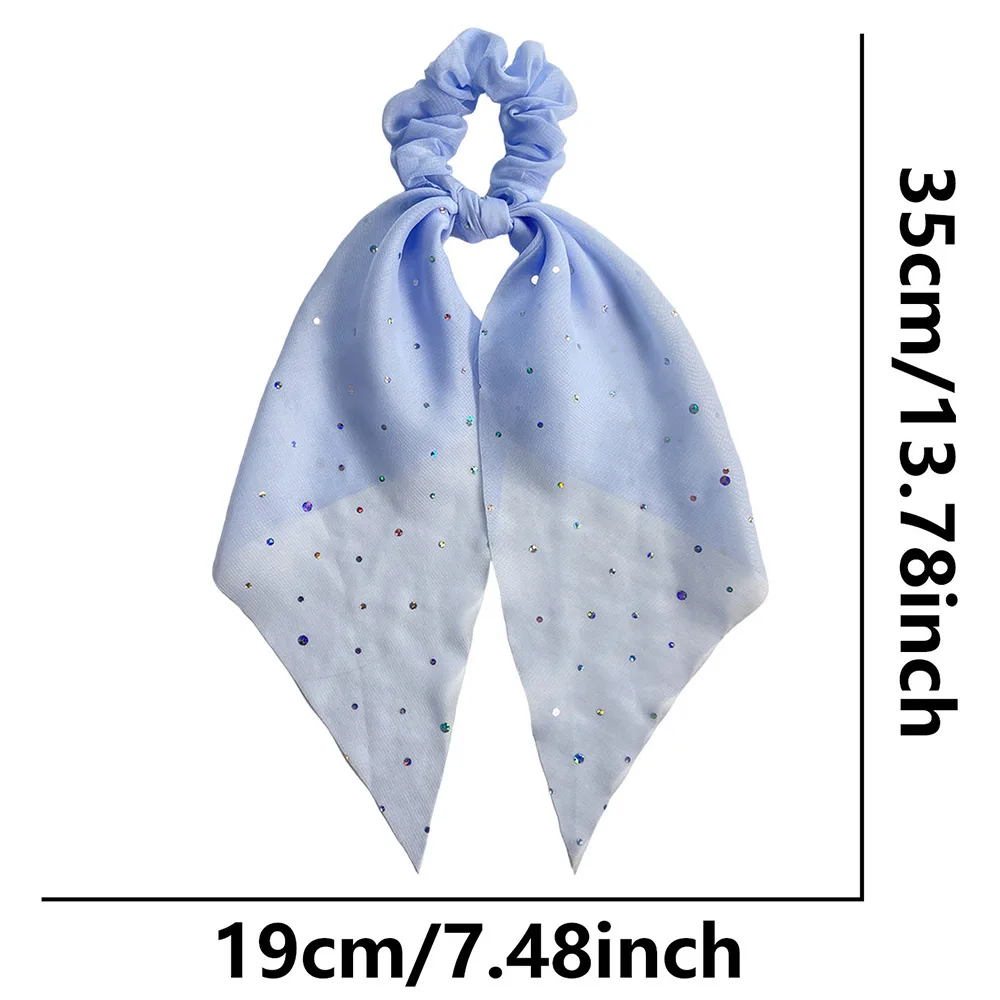 2pcs Rhinestone Chiffon Ribbon Scrunchies, Gentle & Ethereal, For Daily Hair Tying, Dating & Party Looks - view 4