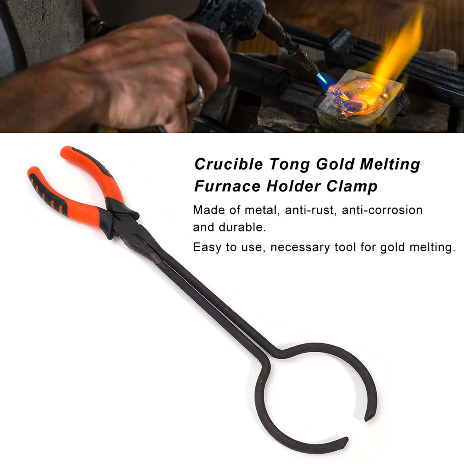 Crucible Tong Gold Melting Furnace Holder Clamp Jewelry Making Tool Gold Melting Furnace Tong